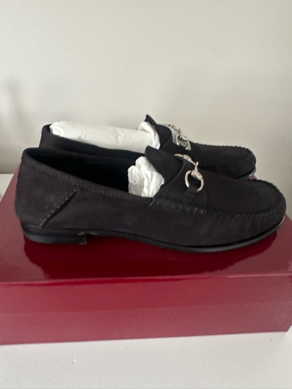 GUCCI Nubuck Womens Horsebit Loafers 39.5 Black - Picture 5 of 7